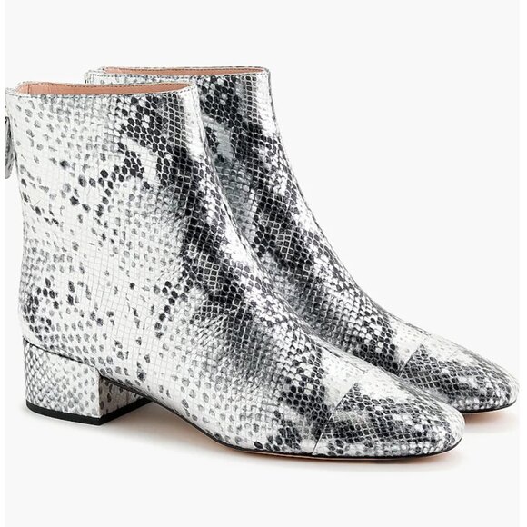 J. Crew Roxie Cap-Toe Ankle Boots in silver snake - Size 9.5 - Picture 1 of 6